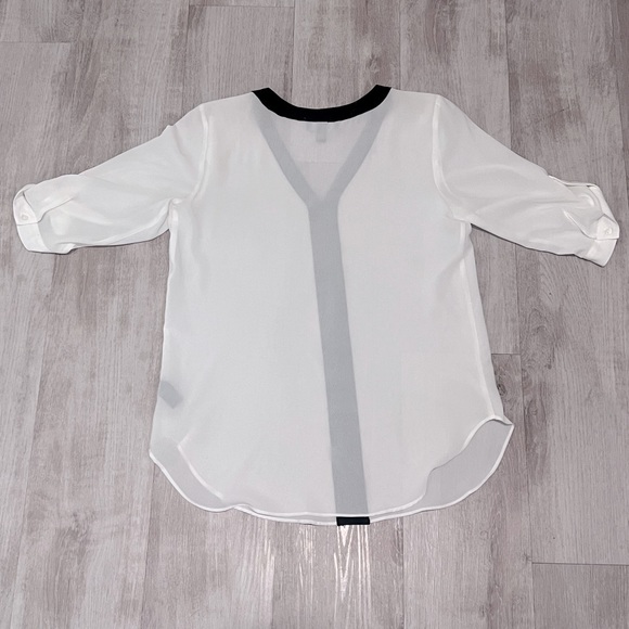 NWT BCX Medium White Sheer Blouse Business Casual - Picture 3 of 7